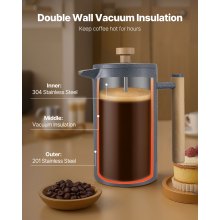 French Press Coffee Maker 34 oz Stainless Steel French Coffee Press Black