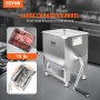 VEVOR manual meat mixer with 15 lb capacity in a stainless steel barrel on a kitchen counter.