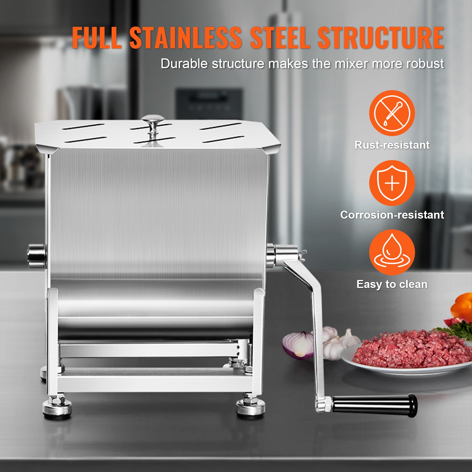 VEVOR 15 Pound Manual Meat Mixer Sausage Hand Mixer Machine Stainless Steel