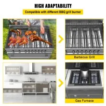 VEVOR Replacement U Burner, Stainless Steel Grill Burners, 3 Packs BBQ Burners Replacement, Grill Burner Replacement w/ 16.1" Length Barbecue Replacement Parts w/ Evenly Burning for Premium Gas Grills