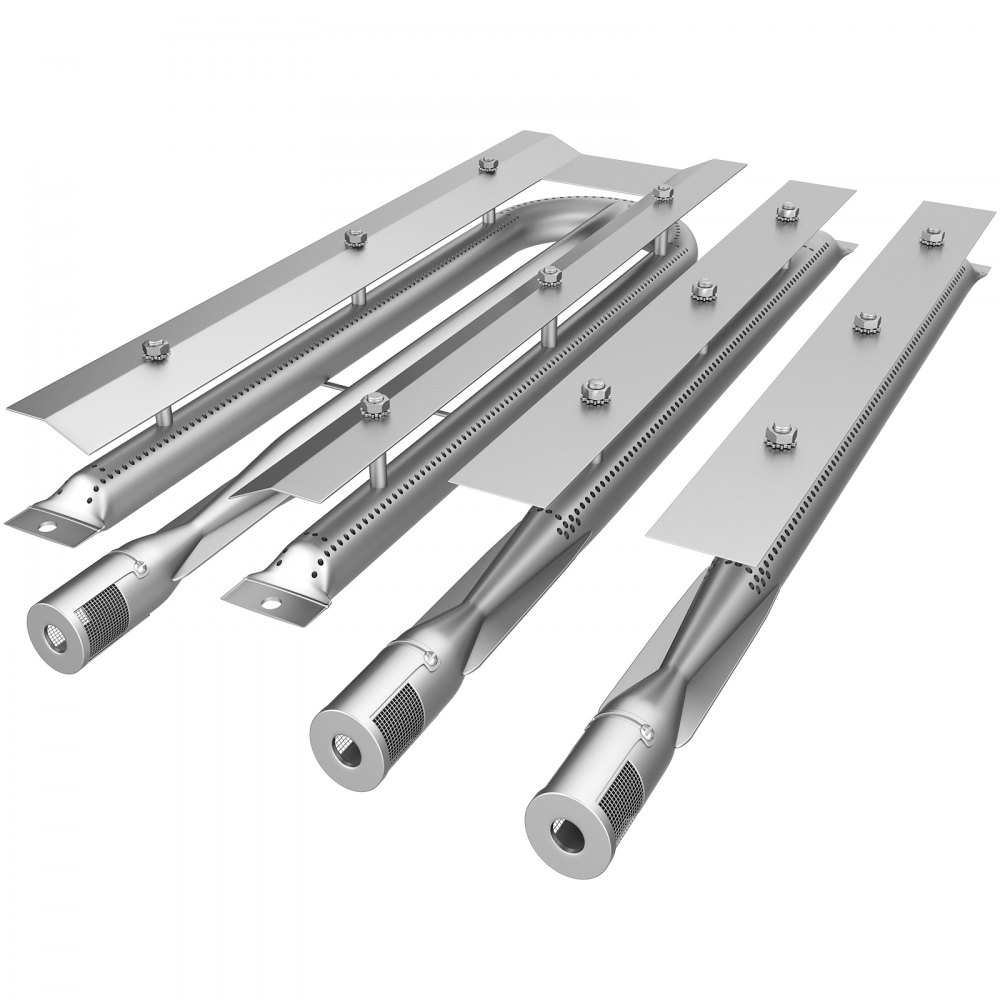 VEVOR BBQ Burners Replacement, Stainless Steel Burner Grill Part Kit, 3 Packs BBQ Burners Replacement, Grill Burner Replacement with Air Flap Barbecue Replacement Parts with Evenly Burning for Gas Gri