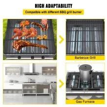VEVOR BBQ Burners Replacement, Stainless Steel Burner Grill Part Kit, 3 Packs BBQ Burners Replacement, Grill Burner Replacement w/ Air Flap Barbecue Replacement Parts w/ Evenly Burning for Gas Grills