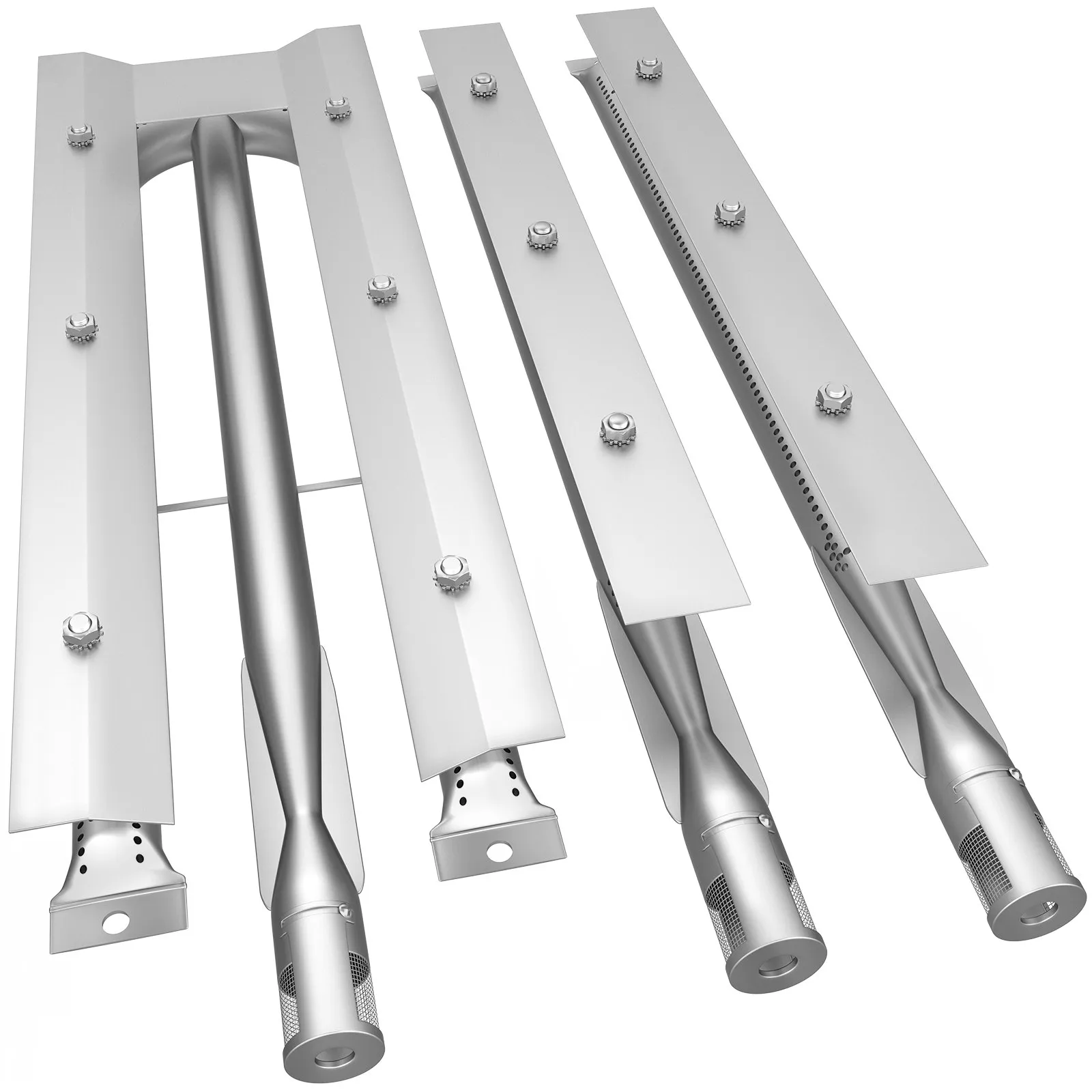 VEVOR BBQ Burners Replacement, Stainless Steel Burner Grill Part Kit, 3 Packs BBQ Burners Replacement, Grill Burner Replacement with Air Flap Barbecue Replacement Parts with Evenly Burning for Gas Gri