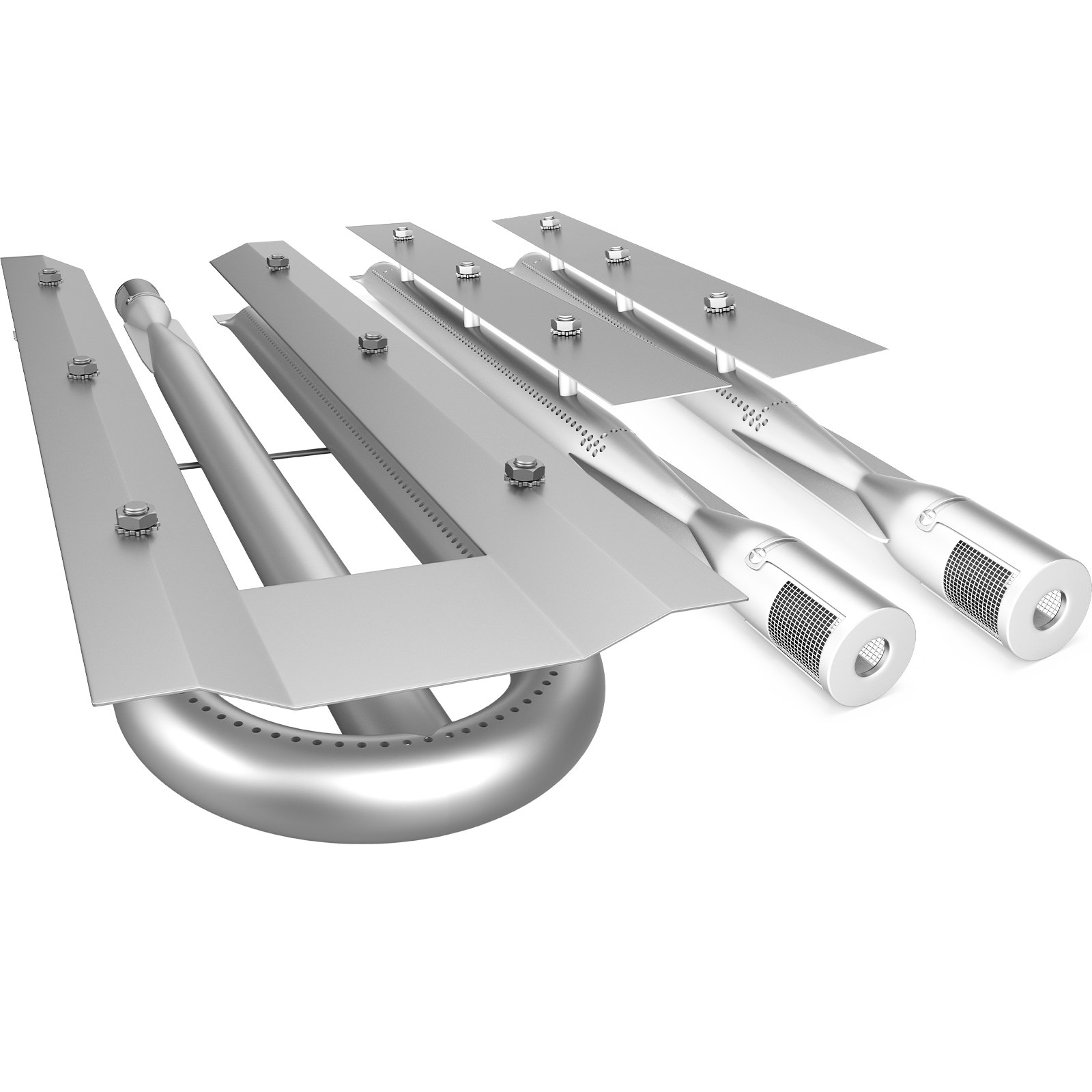 VEVOR BBQ Burners Replacement, Stainless Steel Burner Grill Part Kit, 3 Packs BBQ Burners Replacement, Grill Burner Replacement with Air Flap Barbecue Replacement Parts with Evenly Burning for Gas Gri