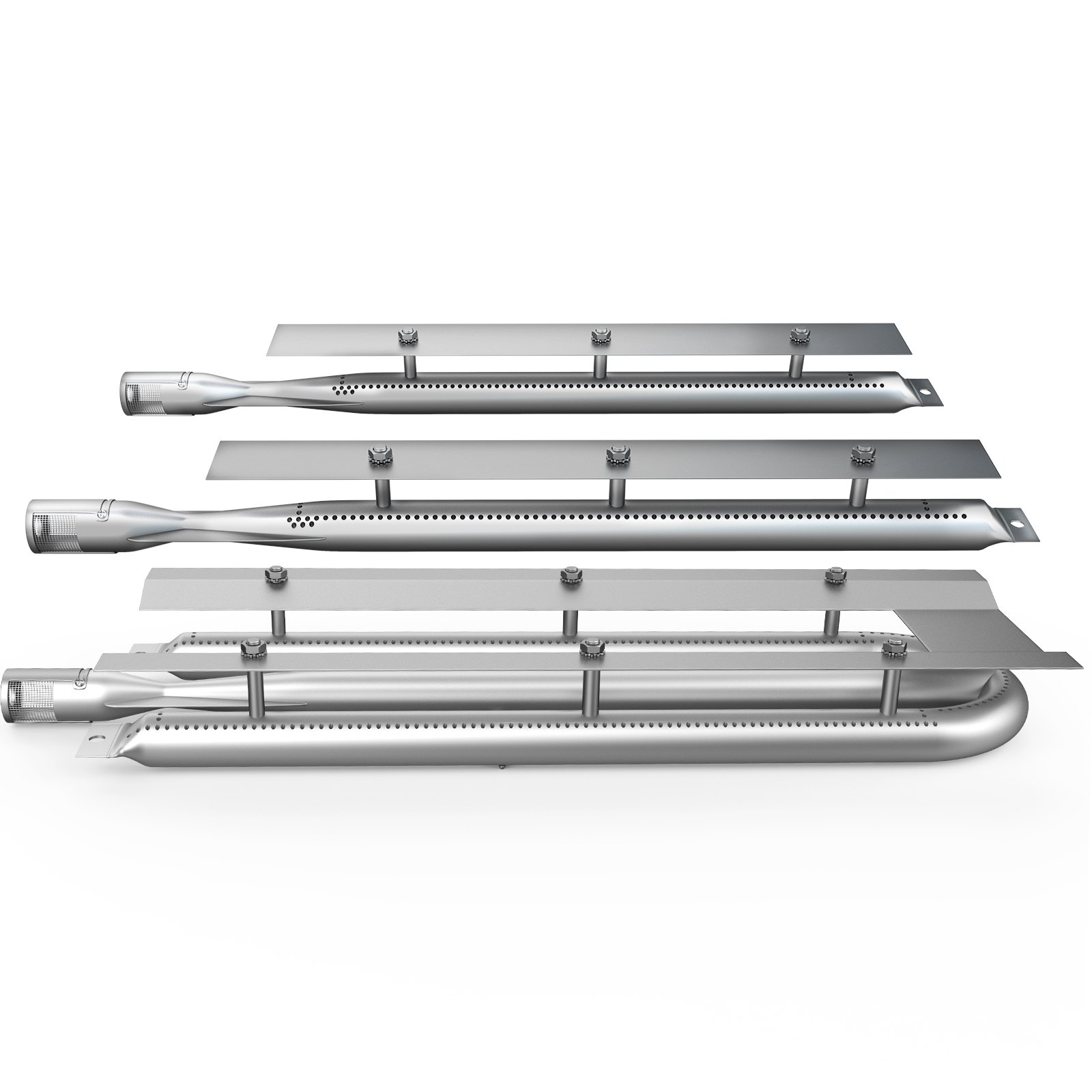 VEVOR BBQ Burners Replacement, Stainless Steel Burner Grill Part Kit, 3 Packs BBQ Burners Replacement, Grill Burner Replacement with Air Flap Barbecue Replacement Parts with Evenly Burning for Gas Gri