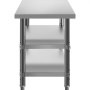 VEVOR Stainless Steel Prep Table, 60x14x33 in Commercial Stainless Steel Table, 2 Adjustable Undershelf BBQ Prep Table, Heavy Duty Kitchen Work Table, for Garage, Home, Warehouse, and Kitchen Silver
