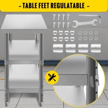 VEVOR Stainless Steel Prep Table, 1520x450x855 mm Commercial Stainless Steel Table, 2 Adjustable Undershelf BBQ Prep Table, Heavy Duty Kitchen Work Table, for Garage, Home, Warehouse, Kitchen Silver