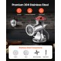 VEVOR Manual Meat Grinder, 304 Stainless Steel Hand Meat Grinder with Suction Cup + Steel Table Clamp, Meat Mincer Sausage Maker & 2 Cutting Plates, Sausage Tube, Grinding Head for Beef Pepper Cookie