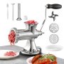 VEVOR Manual Meat Grinder, 304 Stainless Steel Hand Meat Grinder with Suction Cup + Steel Table Clamp, Meat Mincer Sausage Maker & 2 Cutting Plates, Sausage Tube, Grinding Head for Beef Pepper Cookie