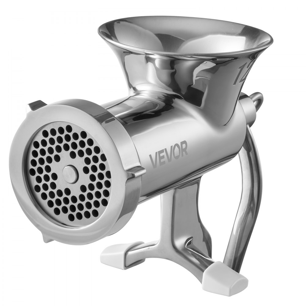 VEVOR Manual Meat Grinder, 304 Stainless Steel Hand Meat Grinder with Steel Table Clamp, Meat Mincer Sausage Maker & 2 Cutting Plates, Cookie Attachment, Sausage Tube for Beef Pepper Mushroom Cookie