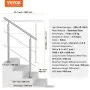 VEVOR 100.1 cm Handrails for Outdoor Steps 2 Crossbars Staircase for Porch Deck