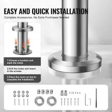 VEVOR 39.4in Handrails for Outdoor Steps 2 Crossbars Staircase for Porch Deck