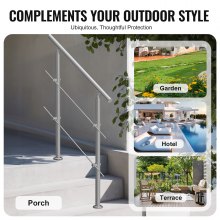 VEVOR 100.1 cm Handrails for Outdoor Steps 2 Crossbars Staircase for Porch Deck