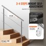 VEVOR 47.2in Handrails for Outdoor Steps 2 Crossbars Staircase for Porch Deck