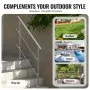 VEVOR 119.9 cm Handrails for Outdoor Steps 2 Crossbars Staircase for Porch Deck