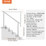 VEVOR Handrails for Outdoor Steps, 59 in/ 150cm Length Stair Hand Rail Kit, Transitional Stainless Steel Railings with Installation Kit, Double-column Staircase Handrails for Seniors,Porch & Deck