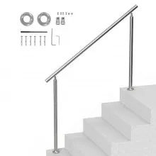 VEVOR Handrails for Outdoor Steps, 59 in/ 150cm Length Stair Hand Rail Kit, Transitional Stainless Steel Railings with Installation Kit, Double-column Staircase Handrails for Seniors,Porch & Deck