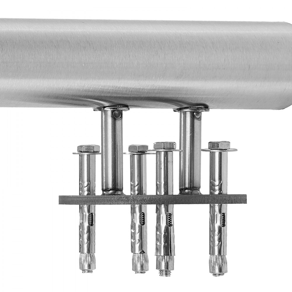 VEVOR Handrails for Outdoor Steps, 150cm Length Stair Rail Kit, Transitional Stainless Steel Railings with Installation Kit,Double-column Staircase Handrails for Seniors,Porch&Deck, Side-mount