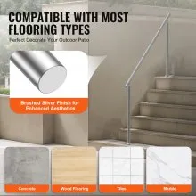VEVOR Handrails for Outdoor Steps, 70.9 in/ 180cm Length Stair Hand Rail Kit, Transitional Stainless Steel Railings with Installation Kit, Double-column Staircase Handrails for Seniors,Porch & Deck