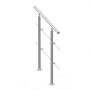 VEVOR Handrails for Outdoor Steps, 31.5in Length 2 Crossbars Stair Hand Rail Kit, Transitional Stainless Steel Railings w/ Installation Kit, Double-column Staircase Handrails for Seniors,Porch & Deck