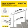 VEVOR Stainless Steel Handrail 551LBS Load Handrail for Outdoor Steps 39x34" Outdoor Stair Railing Silver Stair Handrail Transitional Range from 0 to 90° Stair Rail Fits 2-3 Steps with Screw Kit