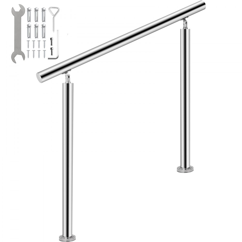 Vevor Handrail For Outdoor Steps Stainless Steel Handrail Fits 3 To 4 Steps