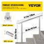 VEVOR Stainless Steel Handrail 551LBS Load Handrail for Outdoor Steps 47x34" Outdoor Stair Railing Silver Stair Handrail Transitional Range from 0 to 90° Stair Rail Fits 3-4 Steps with Screw Kit