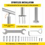 VEVOR Stainless Steel Handrail 551LBS Load Handrail for Outdoor Steps 55x34" Outdoor Stair Railing Silver Stair Handrail Transitional Range from 0 to 90° Stair Rail Fits 4-5 Steps with Screw Kit