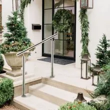 VEVOR Stainless Steel Handrail 551LBS Load Handrail for Outdoor Steps 32x34" Outdoor Stair Railing Silver Stair Handrail Transitional Range from 0 to 90° Stair Rail Fits 1-2 Steps with Screw Kit