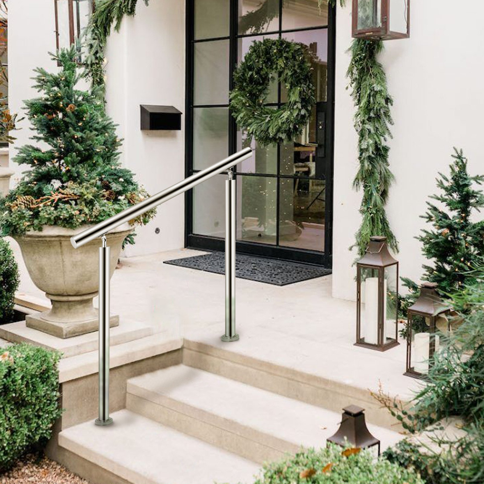 VEVOR Handrail for Outdoor Steps Stainless Steel Handrail Fits 1 to 2 Steps