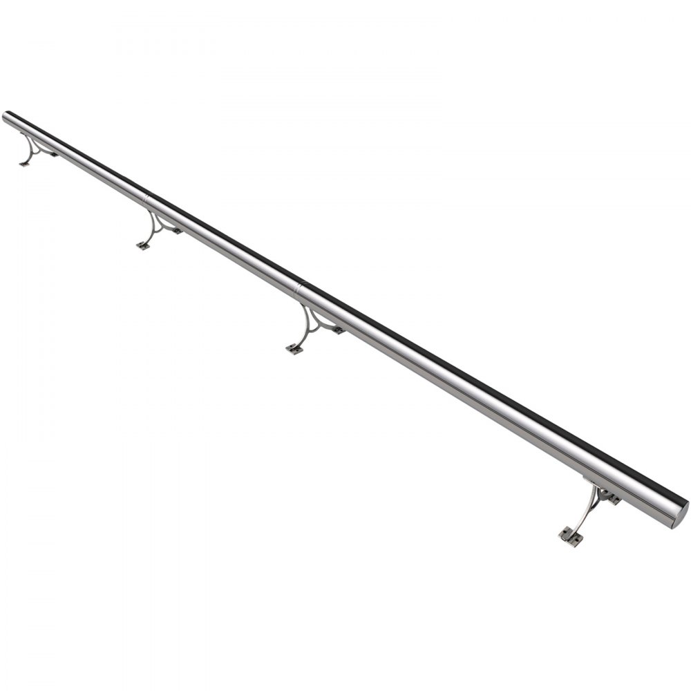 VEVOR 2''OD Bar Foot Rail Kit 9FT Length Solid Bar Mount Foot Rail Kit,Brushed Stainless Steel Tubing,Bar Foot Rail Tubing Kit for Floor,Bar Foot Rest w/2 Floor Mount Brackets & 2 Flat End Caps