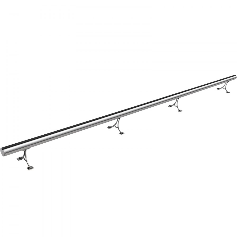 VEVOR 2''OD Bar Foot Rail Kit 9FT Length Solid Bar Mount Foot Rail Kit,Brushed Stainless Steel Tubing,Bar Foot Rail Tubing Kit for Floor,Bar Foot Rest w/2 Floor Mount Brackets & 2 Flat End Caps