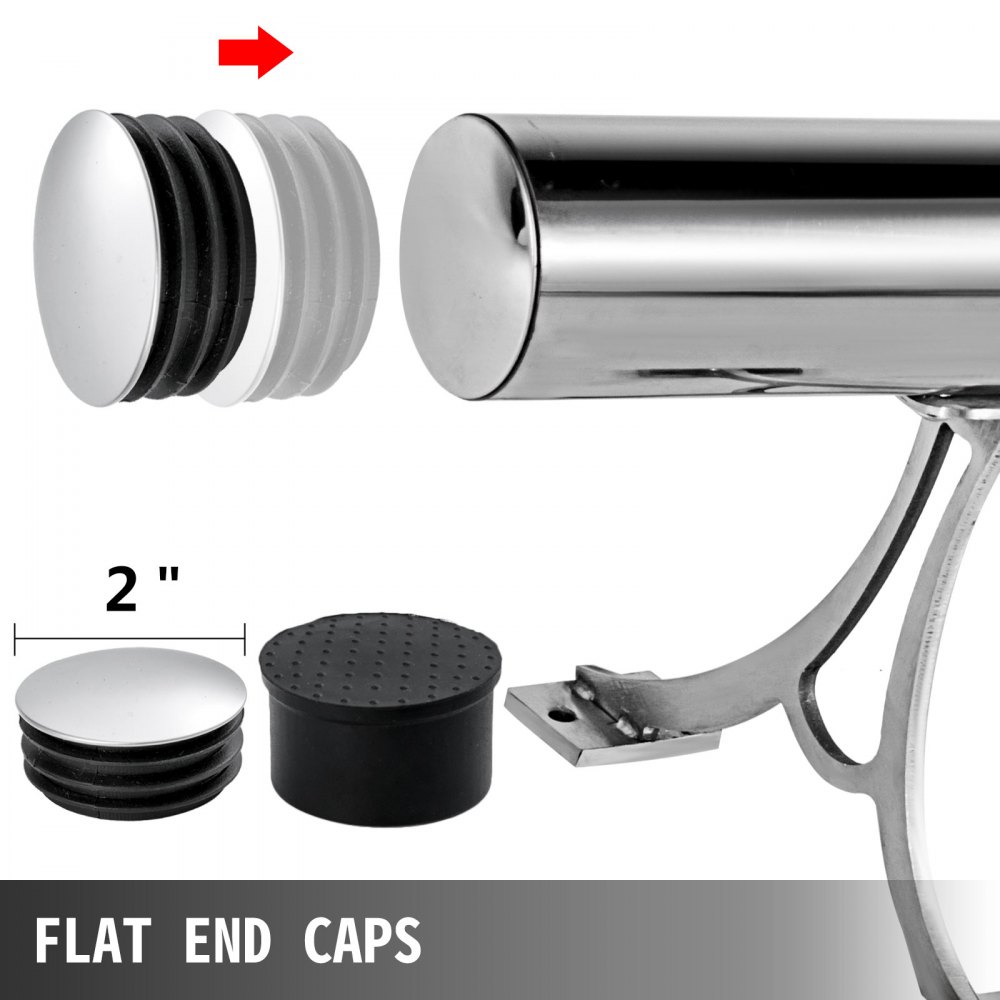 VEVOR 2''OD Bar Foot Rail Kit 9FT Length Solid Bar Mount Foot Rail Kit,Brushed Stainless Steel Tubing,Bar Foot Rail Tubing Kit for Floor,Bar Foot Rest w/2 Floor Mount Brackets & 2 Flat End Caps