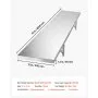 VEVOR Stainless Steel Shelf 12" x 72" Foldable Wall Mount Floating Shelf, Heavy-Duty Commercial Shelves with Brackets, 300LBS Capacity, Easy to Clean, Suitable for Restaurant, Home Kitchen, Garage