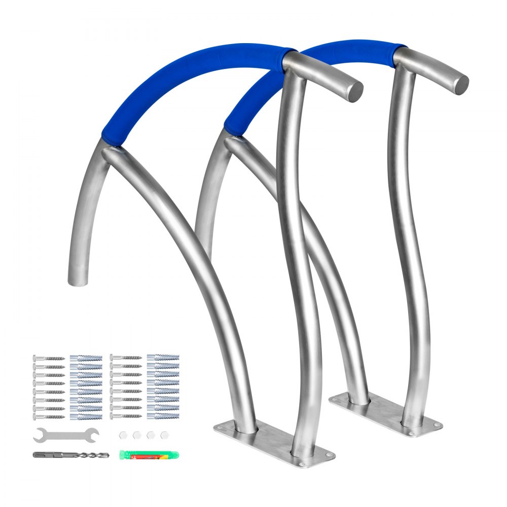 VEVOR pool handrail with blue grip and installation hardware set