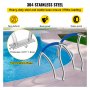 VEVOR Pool Handrail, 30" x 30" Swimming Pool Stair Rail, 2 PCs Stainless Steel Stair Pool Hand Rail Rated 375lbs Load Capacity, Pool Rail with Quick Mount Base Plate, and Complete Mounting Accessories