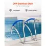 Balustradă pentru piscină VEVOR, balustradă pentru scări de piscină 76 x 76 cm, 2 bucăți de balustradă din oțel inoxidabil cu o capacitate de încărcare nominală de 175 kg, balustradă pentru piscină cu placă de bază cu montare rapidă și accesorii complete de montare