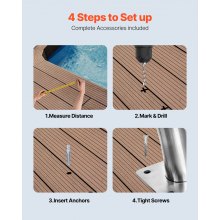 VEVOR Pool Handrail, 2Pack 30"x30" Swimming Pool Stair Rail, 304 Stainless Steel Stair Pool Hand Rail Rated 375lbs Load Capacity, Pool Rail with Quick Mount Base Plate, and Complete Mounting Accessory