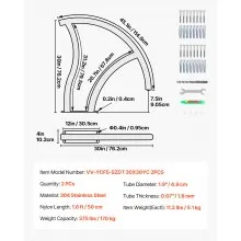 VEVOR Pool Handrail, 30" x 30" Swimming Pool Stair Rail, 2 PCs Stainless Steel Stair Pool Hand Rail Rated 375lbs Load Capacity, Pool Rail with Quick Mount Base Plate, and Complete Mounting Accessories