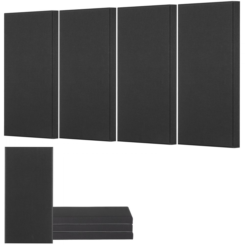 VEVOR 4 PCS Acoustic Panels, 5cm Thick 60 x 30 cm Fiberglass Sound Absorbing Panels, Self-adhesive Soundproof Wall Boards, for Studios, Office, Home Theater,Meeting Room, Black