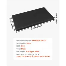 VEVOR 4 PCS Acoustic Wall Panels 5 cm Thick 60 x 30 cm Self-adhesive Black