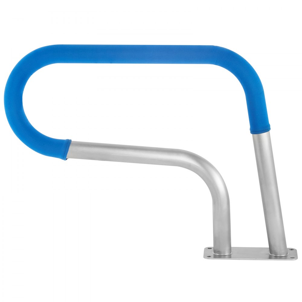 VEVOR Pool Rail 30x22" Pool Railing 304 Stainless Steel 250LBS Load Capacity Silver Rustproof Pool Handrail Humanized Swimming Pool Handrail with Blue Grip Cover & M8 Drill Bit & Self-taping Screws