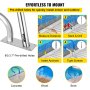 VEVOR Pool Rail 30x22 Pool Railing 304 Stainless Steel 250LBS Load Capacity Silver Rustproof Pool Handrail Humanized Swimming Pool Handrail with Blue Grip Cover & M8 Drill Bit & Self-Taping Screws