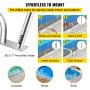 VEVOR Pool Rail 39x32 Pool Railing 304 Stainless Steel 250LBS Load Capacity Silver Rustproof Pool Handrail Humanized Swimming Pool Handrail with Blue Grip Cover & M8 Drill Bit & Self-Taping Screws