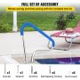 VEVOR Pool Rail 39x32" Pool Railing 304 Stainless Steel 250LBS Load Capacity Silver Rustproof Pool Handrail Humanized Swimming Pool Handrail with Blue Grip Cover & M8 Drill Bit & Self-taping Screws