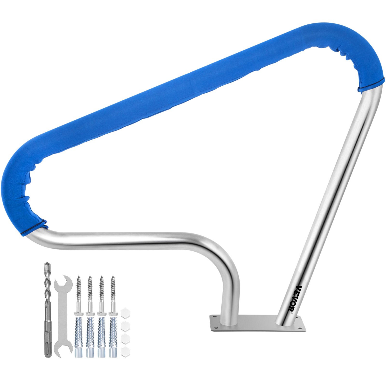 Sweiko Pool Rail 39x32 Pool Railing 304 Stainless Steel 250LBS Load Capacity Silver Rustproof Pool Handrail Humanized Swimming Pool Handrail with Blue Grip Cover & M8 Drill Bit & Self-Taping Screws Sweiko Pool Rail 39x32 Pool Railing 304 Stainless Steel 250LBS Load Capacity Silver Rustproof Pool Handrail Humanized Swimming Pool Handrail with Blue Grip Cover & M8 Drill Bit & Self-Taping Screws