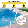 VEVOR Pool Rail 48x36 Pool Railing 304 Stainless Steel 250LBS Load Capacity Silver Rustproof Pool Handrail Humanized Swimming Pool Handrail with Blue Grip Cover & M8 Drill Bit & Self-Taping Screws