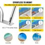 VEVOR Pool Rail Pool Railing 121.9x91.5cm Pool Handrail Stainless Steel 4f Cover