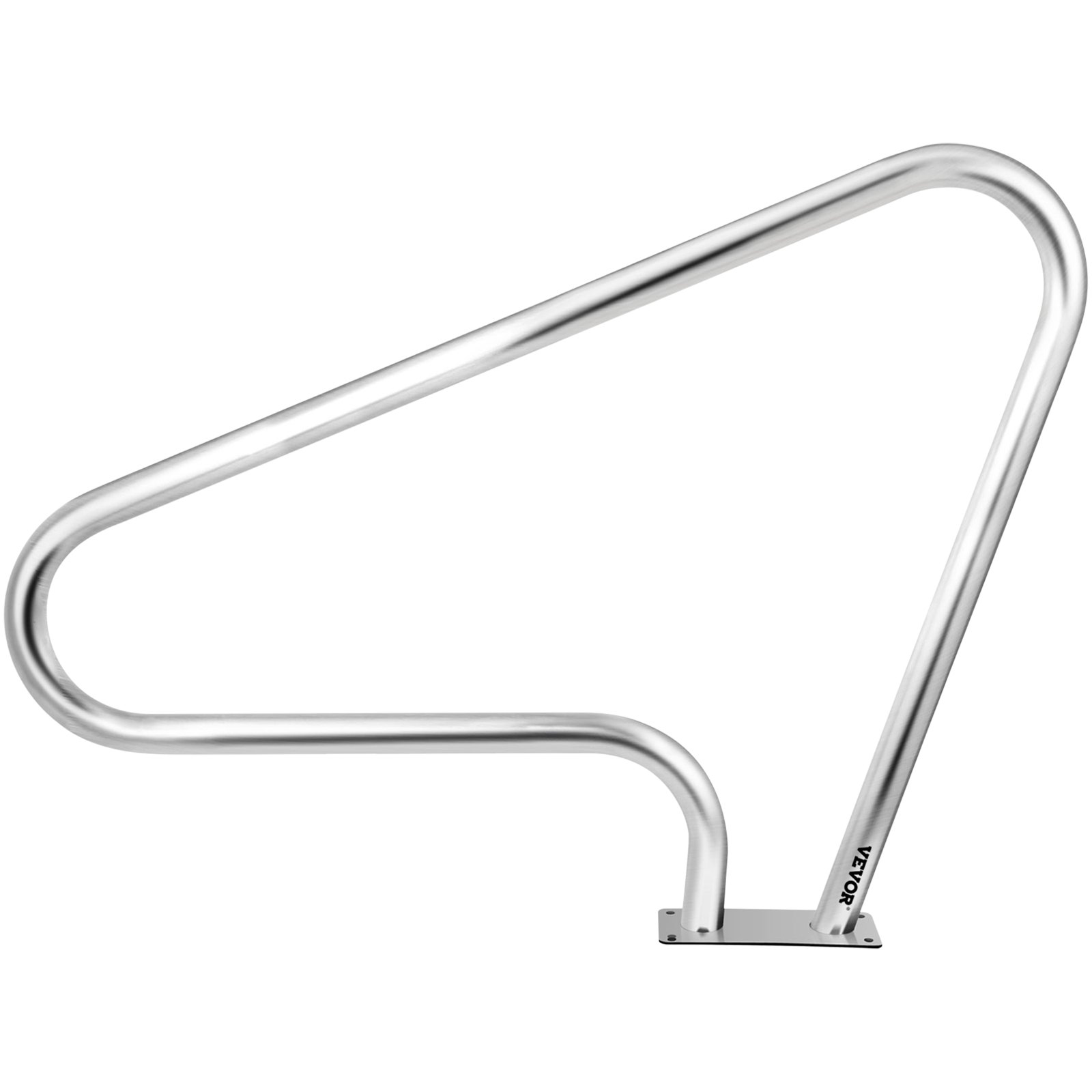stainless steel VEVOR pool rail with curved design and sturdy base mounting.