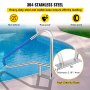 VEVOR Pool Rail 54x36" Pool Railing 304 Stainless Steel 250LBS Load Capacity Silver Rustproof Pool Handrail Humanized Swimming Pool Handrail with Blue Grip Cover & M8 Drill Bit & Self-taping Screws